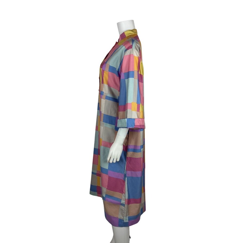 Vintage 70s Colorblock Dress Womens XL Pastel Artsy Forever Catherine Ogust - Picture 11 of 14